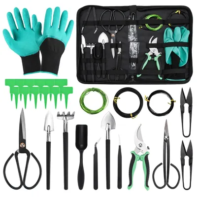 Image de Omgoods - Ensemble d'outils pour bonsaï - Kit de 28 pièces pour l'entretien professionnel des bonsaïs
