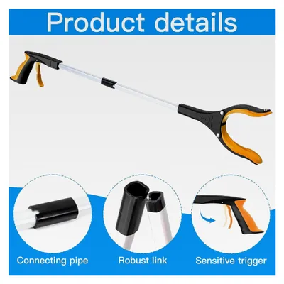 Produktbild von Greifzange für Senioren mit Magnet, faltbare Greifzange, 81 cm lange Metall-Müllzange mit Schuhlöffel für Abfallsammlung