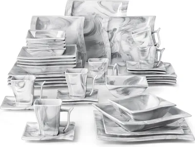 Produktbild von MALACASA, Flora, 36dílný jídelní servis, porcelánová sada nádobí, kombinovaný servis s kávovým servisem, sadou talířů a mísou