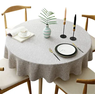Produktbild von Runde Tischdecke Baumwoll-Leinen Grau 198 cm