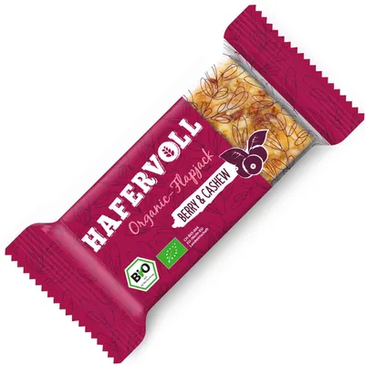 Produktbild von Hafervoll Organic-Flapjack Berry & Cashew 60g