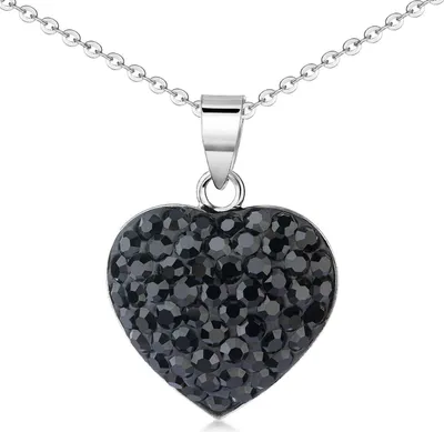 Produktbild von MATERIA by Matthias Wagner Herz Anhänger Silber 925 Damen Kristall schwarz wahlweise mit Kette KA-110