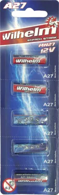 Produktbild von 5 x Wilhelm A27 Blister 12V Wilhelm Alkaline Batterien MN27 V27GA 27A 12 Volt 25 mAh
