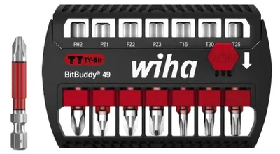 Produktbild von Wiha Bit Set BitBuddy TY, 49 mm, 8 Stück(e), Phillips, Pozidriv, Torx, PH 2, PZ 1, PZ 2, PZ 3, T15, T20, T25, 124 g