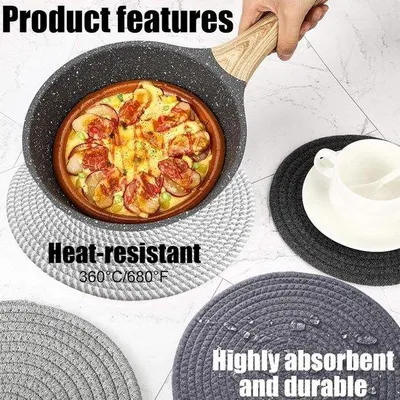Obrázok produktu pre Podložky pod hrnce Famanu, vhodné na teplé jedlá – Odolné voči teplu – 5 kusov – Kuchyňa – 1 kus o rozmeroch 30 cm a 4 kusy o rozmeroch 18 cm – Elegantné farby