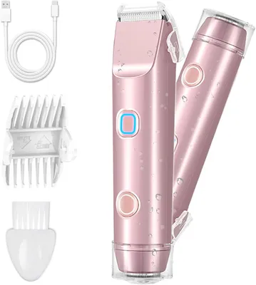 Produktbild von Damenrasierer Elektrisch Doppelkopf Körperrasierer Intimrasierer Bikini Trimmer IPX7 Wasserdicht Nass Trocken Haartrimmer Damen Rosa