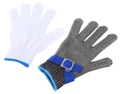 Produktbild von Solidchoice – Schnittfeste Handschuhe, Schutzstufe 9 – Schnittschutz – Küche/Industrie – Edelstahl – Holzschnitzen/Gartenarbeit – Bequemes Netzmaterial – Schnittschutzhandschuhe