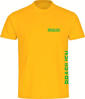 Produktbild von multifanshop Kinder T-Shirt - Brasilien - Brust & Seite, gelb, Größe 164