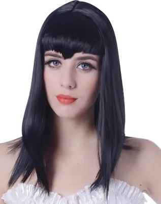 Immagine prodotto di Parrucca da vampiro con capelli lunghi e frange, accessorio per costume nero -