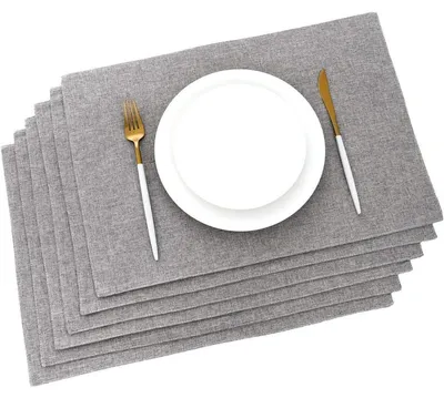 Produktbild von Tischsets Abwaschbar 6er Set Hellgrau Stoff 48 x 33 cm