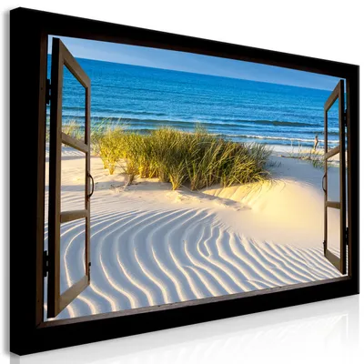 Produktbild von Wandbild Mega XXXL Fensterblick 250x125 cm Einteiliger XXL-Format Kunstdruck zur Selbstmontage Leinwandbilder moderne Bilder DIY Wanddekoration Wohnung Deko Landschaft Meer c-C-0397-ak-e
