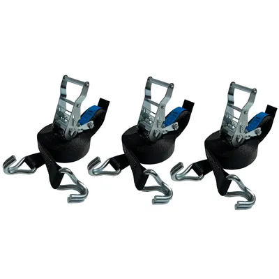 Produktbild von 3 x Ratschen Zurrgurt 2-teilig 3,5 x 600 cm Schwarz Spitzhaken ZK2061