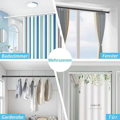 Productafbeelding van Uitschuifbare Douchegordijnstang Zonder Boren 185-250 cm - Antislip en Roestvrij voor Badkamer en Kasten