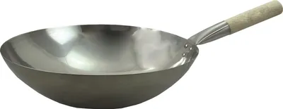 Produktbild von [ Edelstahl-Wok Ø 35 cm runder Boden ] Asiatische Edelstahlpfanne / Küchen Wok / Pfanne