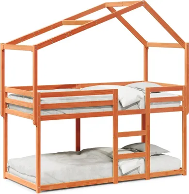 Produktbild von vidaXL Etagenbett mit Dach Wachsbraun 90x190 cm Massivholz Kiefer