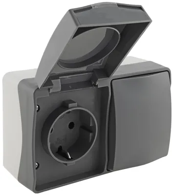 Produktbild von ChiliTec 23285 NUQUI Feuchtraum Schalter & Steckdose IP54, Aufputz, 250V/ 10A/16A Horizontal