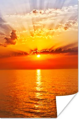Produktbild von MuchoWow® Poster Sonnenuntergang - Meer - Himmel - Orange - Horizont - Wasser 40x60 cm - Plakate für die Wand - Poster Babyzimmer
