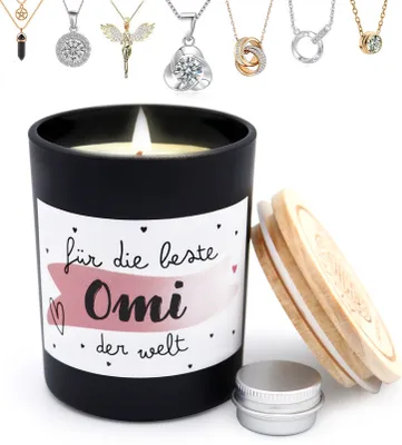 Produktbild von Schmuckkerze Geschenke "beste Omi", Geschenk für Frauen, Duftkerzen im Glas mit Schmuck, K001