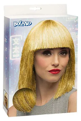 Obrázek produktu pro Boland paruka zlatá rovná polodlouhá dámská třpytivá glamour party