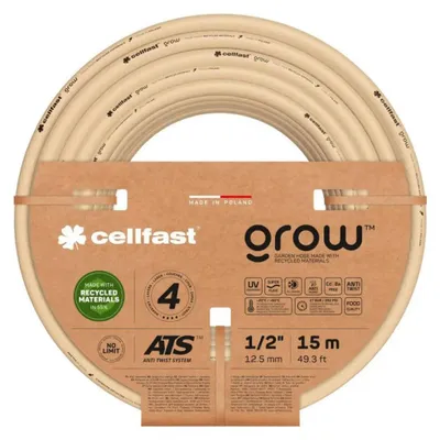 Immagine prodotto di Cellfast GROWGrowGrow Tubo da giardino a 4 strati ATS Tricot intrecciato antialghe resistente ai raggi UV (1/2" 15 m)