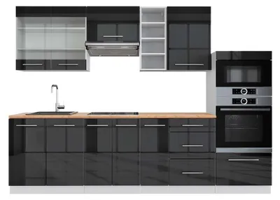 Obrázek produktu pro Kuchyňský kout Vicco Fame-Line Antracitový vysoký lesk/bílá 280 cm , PD Dub, Model 42357