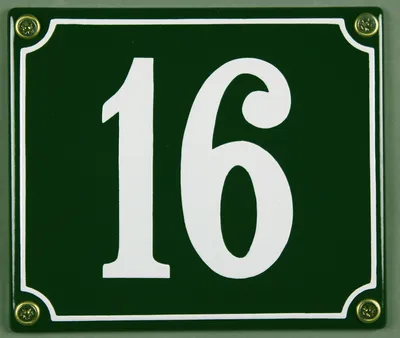 Produktbild von Hausnummernschild 16 grün 12x14 cm Schild Emaille Hausnummer Haus Nummer Zahl Ziffe