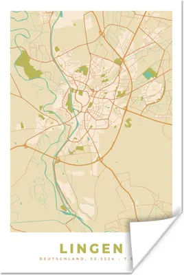 Produktbild von MuchoWow® Poster Lingen - Stadtplan - Karte 20x30 cm - Papierdruck