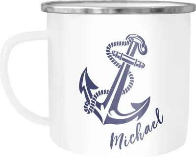 Produktbild von Emaille-Tasse mit Namen Emaille-Becher personalisierte Geschenke Namensaufdruck Namensbecher SpecialMe® weiß-metall Emailletasse