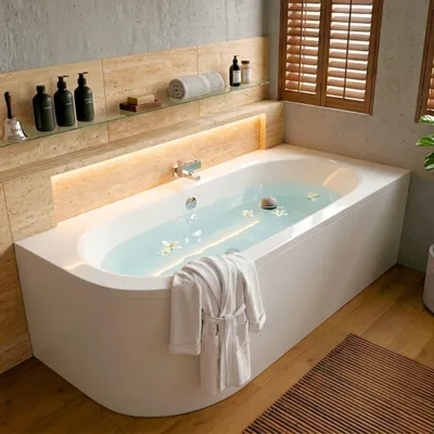 Produktbild von AQUA for you | Badewanne - BESCO AVITA - Eckbadewanne - 160x75 cm - RECHTS - Weiß - mit Schürze, Füßen, Ablaufgarnitur, Rechteck Badewanne