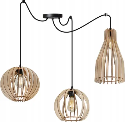Obrázok produktu pre Závesné svietidlo Light-Home Timber - Závesné svietidlo v tvare pavúka - Stropné svietidlo do obývačky, spálne a jedálne - Pavúk s 3 hlavicami - Závesné svietidlo z kovu a dreva - E27