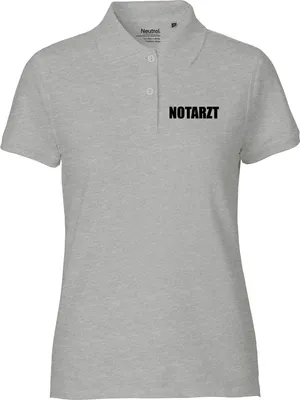 Produktbild von Huuraa Damen Polo Shirt Notarzt Schriftzug XL Sport Grey Bio Baumwolle Fairtrade Poloshirt Geschenkidee