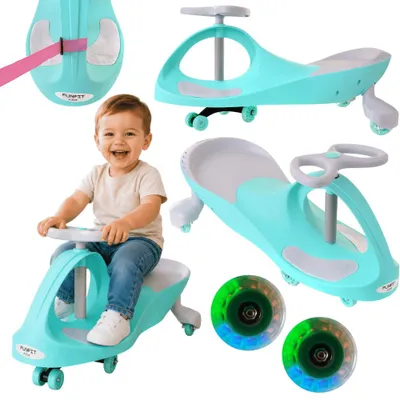 Zdjęcie produktu dla Jeździk grawitacyjny zielony dla dzieci ciche kauczukowe koła świecące LED FUNFIT KIDS Maksymalne obciążenie 130 kg, productTiles.product.images.aiGenerated