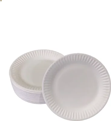 Produktbild von 100 flache Pappteller weiß rund Durchmesser 15 cm
