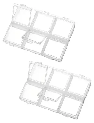 Image de Boîte à comprimés pour 2 compartiments, avec de grands espaces, dimensions : 9,2 x 6,7 x 1,5 cm. Sans BPA