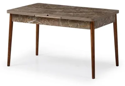 Image de Table de salle à manger en marbre et bois, rectangulaire, moderne, marron, élégante