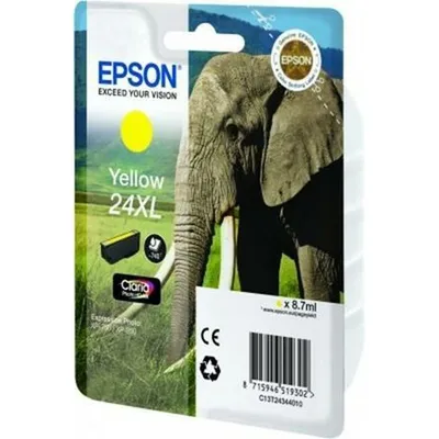 Obrázok produktu pre Epson Elephant Singlepack Yellow 24XL Claria Photo HD Ink, Žltá, Atrament na pigmentovej báze, 1 kusov