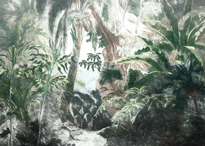 Produktbild von Komar Fototapete Fata Morgana Grün und Grau - 610014 - 350 x 250 cm