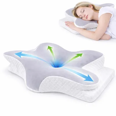 Produktbild von Ergonomisches Nackenkissen Memory Foam l Orthopädisches Kissen gegen Nacken- & Rückenschmerzen Schlaf- Relaxkissen Kopfkissen gegen YaLiva_Decor®