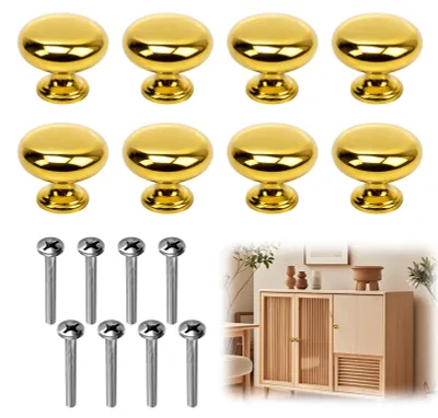 Produktbild von Schubladengriff, runde Möbelknöpfe mit Hochglanzfinish, goldene Schrankgriffe für verschiedene Möbelstücke, runde Schubladengriffe für den täglichen Gebrauch, runde Möbelknöpfe für Wohnräume