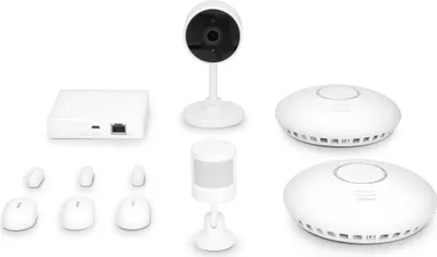 Produktbild von Alecto SMART-SAFETY1 - Smart-Home Starterset – Bridge - Rauchmelder 2x - WLAN-Kamera - Fenster-/Türsensor 3x – Bewegungssensor – ZigBee-Protokoll