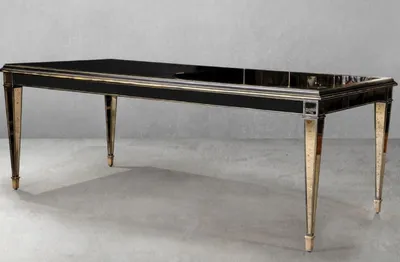 Verspiegelter Luxus Art Deco Esstisch Schwarz Messing Luxury Art Deco Mirrored Dining Table Black Brass