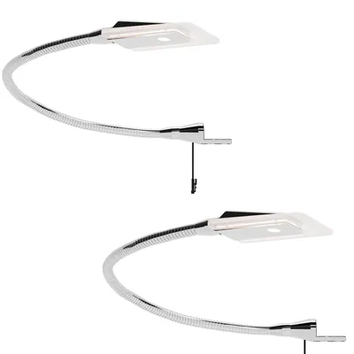 Image de kalb | Diora Lampe de lit double Lampe de lecture flexible Lampe de chevet Lot de 2 chromé