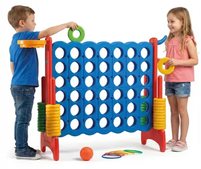 Produktbild von Joya Creative 3-in-1 Outdoor-Spielzeug – XXL 4-Gewinnt, Basketballspiel & Ringwurfspiel für drinnen und draußen