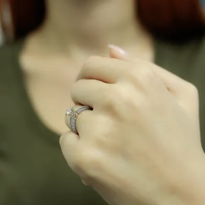 Produktbild von 0,50 Carat Solitär Diamantring Antragsring 14 Karat Weißgold - 49 (15,60 mm)