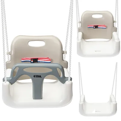 Produktbild von COIL Babyschaukel, Kinderschaukel, 3in1 Babysitz verstellbar und mit wachsend Schaukelsitz Gartenschaukel mit Rückenlehne und Anschnallgurt, Beige