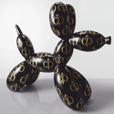 Produktbild von Casa Padrino XXL Deko Skulptur Ballon Hund Schwarz / Gold 210 cm - Riesige Garten Figur