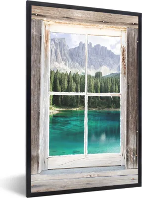 Produktbild von MuchoWow® Gerahmtes Poster Aussicht - Italien - Gebirge 60x90 cm - Poster mit Schwarzem Bilderrahmen Wandposter Rahmen Foto Bilder - Kunst
