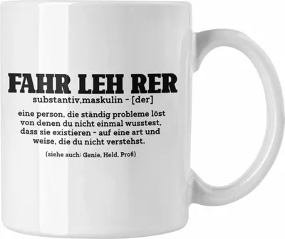 Produktbild von Trendation - Lustige Tasse Geschenk für Fahrlehrer Lustiger Spruch Geschenkidee (Weiß)