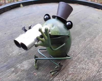 Produktbild von Pfahlhocker Tischhocker Zaunhocker Frosch mit Zylinder u. Fernglas