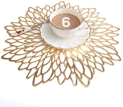 Produktbild von 6er Set Rund PVC Platzset Abwaschbar Tischsets Rund Platzdeckchen, Hitzebeständig und rutschfest, Ideal für Küche, Party, Hochzeit usw